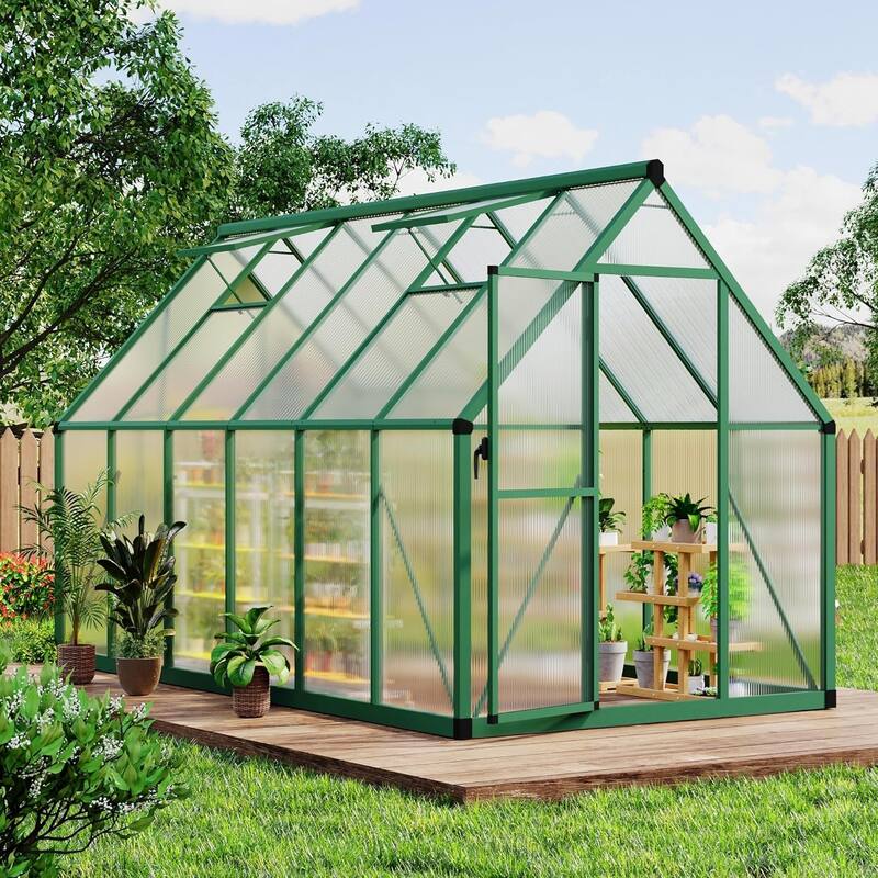 6x11FT Aluminum-Framed Polycarbonate Greenhouse Kit, Blue - 6*11FT - 6*11FT
