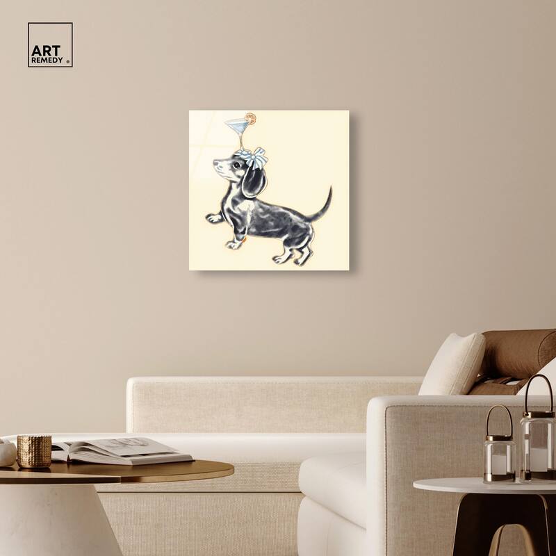 Martini Pup I Acrylic by Art Remedy, Ready to Hang