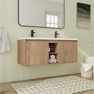 48" Floating Bathroom Vanity with Sink, Modern Wall Mounted Bathroom Vanity with Soft Close Door and Shelf