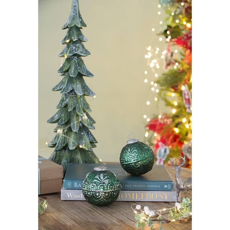 D3.9" Christmas Ball Ornaments, Glass Decorative Hanging Ball Christmas Tree Ornaments for Holiday, Set of 6