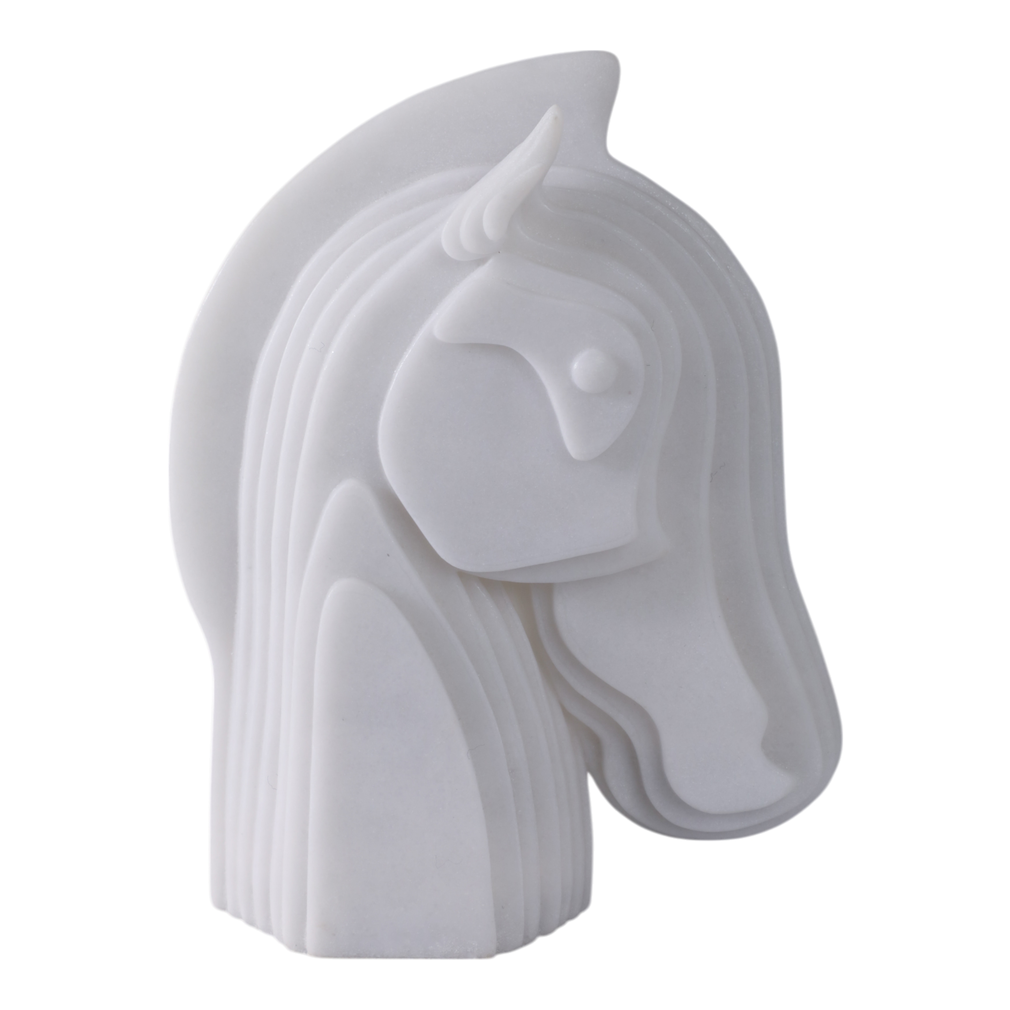 Resin Sculpture Layered Modern Horse Bust Design - 12" White - 9.5" x 5" x 12"