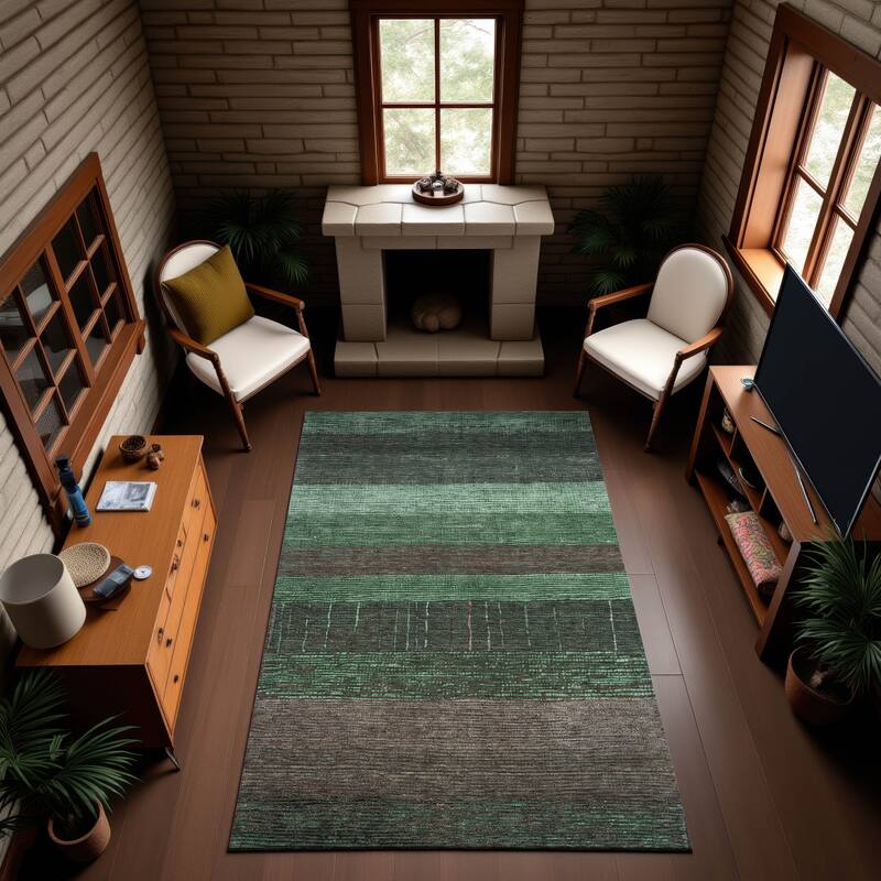 Premium Washable Super Soft Ombre Stripes Mayfield Rug - Green - 10' x 14'