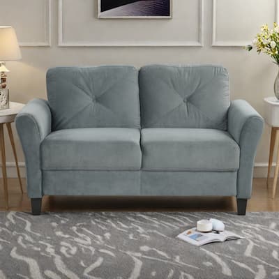 Velvet 2-Seater Sectional Sofa with Detachable Cushions