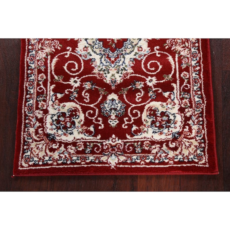 Red Floral Medallion Transitional Turkish Rug Oriental Carpet