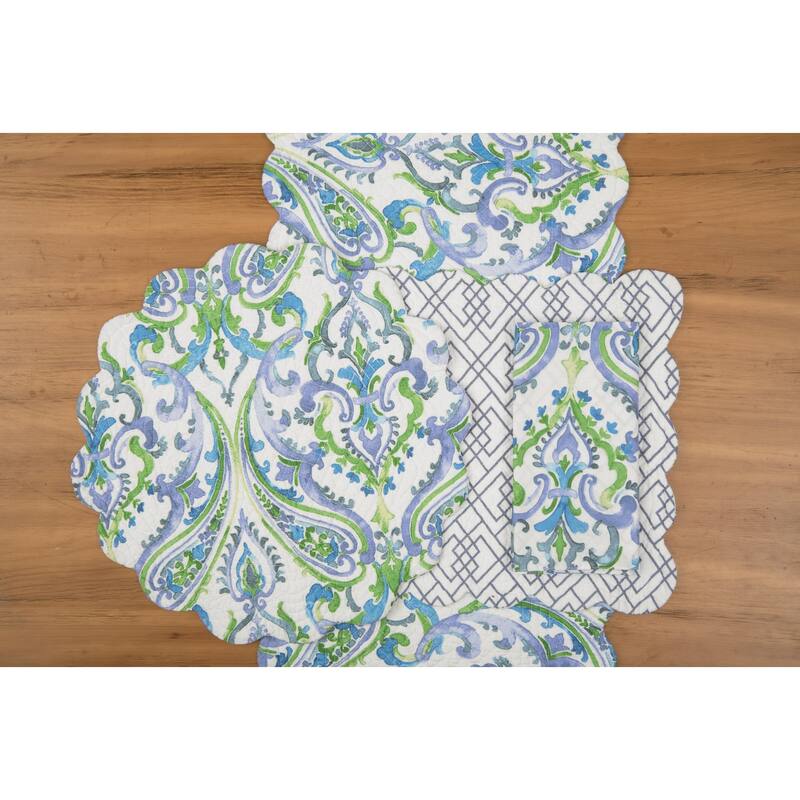 Juliet Quilted Reversible Bright Paisley Placemat Set of 6 - Set of 6