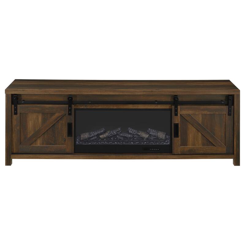 Enfield 71-Inch TV Stand Fireplace Media Console Dark Pine