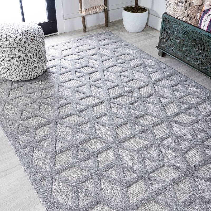 JONATHAN Y Peralta Neutral Geometric Indoor/Outdoor Area Rug