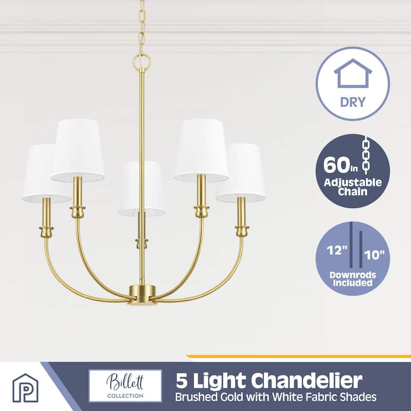 Prominence Home Billet 5-Light Chandelier with Fabric Shades