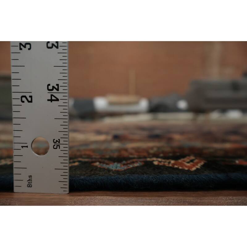 Hand Knotted Oriental 100% Wool Carpet Traditional Floral Navy Blue & Blues Hamedan Area Rug - 6' 6'' X 4' 5''