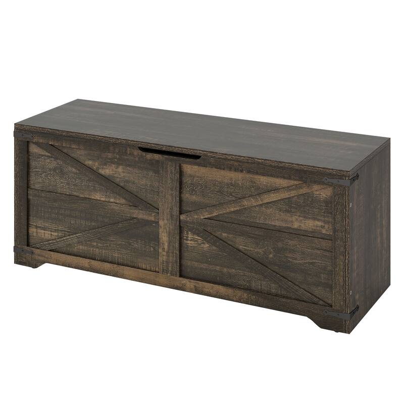 Moasis Farmhouse Storage Chest Storage Bench with 2 Safety Hinges