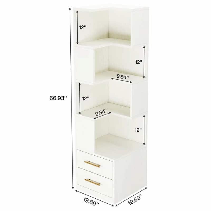 5-Tier L-Shaped Bookcase for Corner Storage and Display