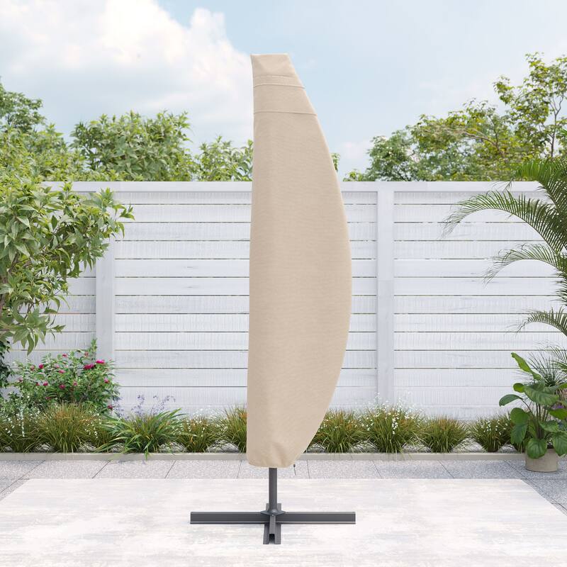 Bonosuki Patio Offset Umbrella Cover - 600D Waterproof Umbrella Cover - Sand