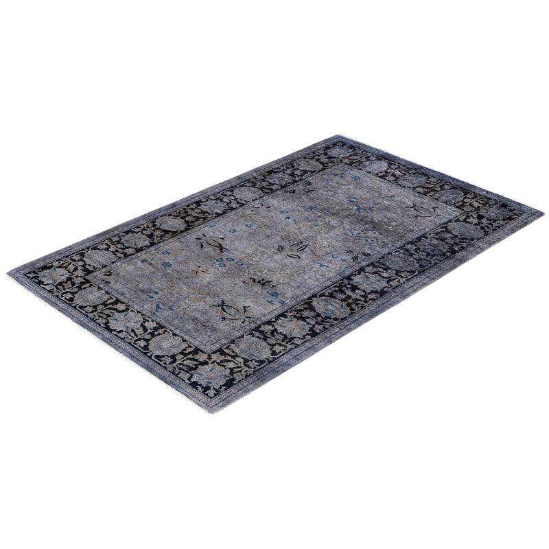 Overdyed One-of-a-Kind Hand-Knotted Area Rug - Gray - 2' 8" x 4' 10"
