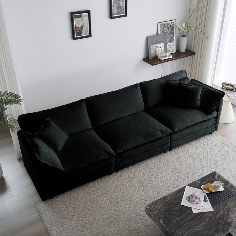 111.5" Modular Sectional Sofa, U Shaped Couch for Living Room, Modern Deep Seat Sofa Chenille Fabric Couches with Ottoman