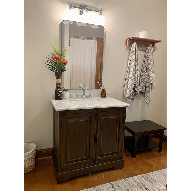 Rectangle Mirror Wall Mounted, Large Size Bathroom Vanity Wall Mirror with Rounded Corner Metal Frame