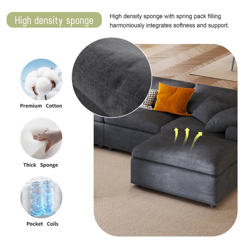 Oversized Modular Sectional Sofa w/Ottoman L Shaped Corner Sectional