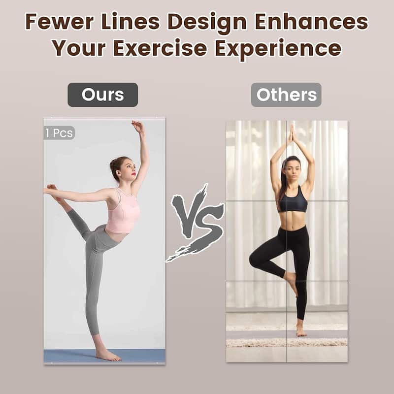 Full Length Tempered Glass Mirror - Rectangular Wall Mirror for Yoga, Gym & Dance Studio(Set of 2/3)