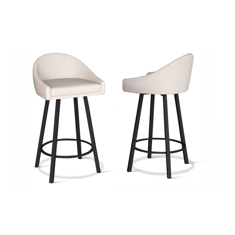 Tempo Furniture Kori Swivel 26" Counterstools/30" Barstools Palladium Gray Powder Coat Finish (Set of 2) by Furnish Theory - Bar Height - Palladium Grey & Daisy