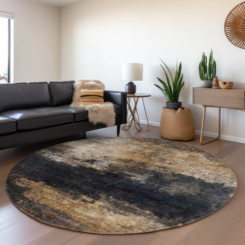 Machine Washable Indoor/ Outdoor Contemporary Chantille Rug - Charcoal - 8' x 8'