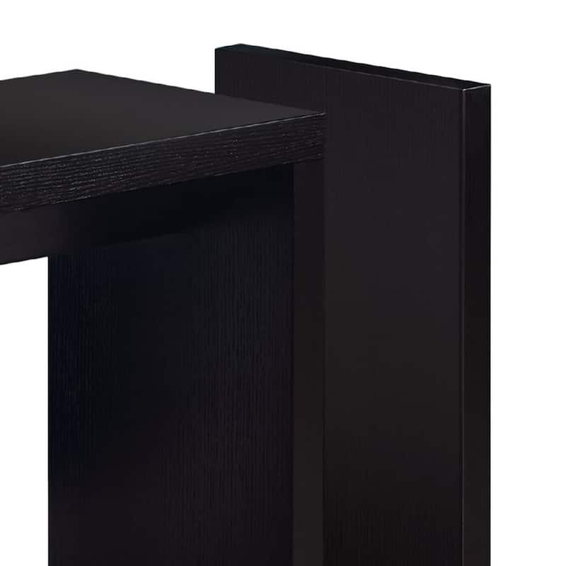Contemporary 24" Dark Brown Wooden End Table with Shelf and Metal Base for Living Room - 23.5"L x 11.5"W x 24"H
