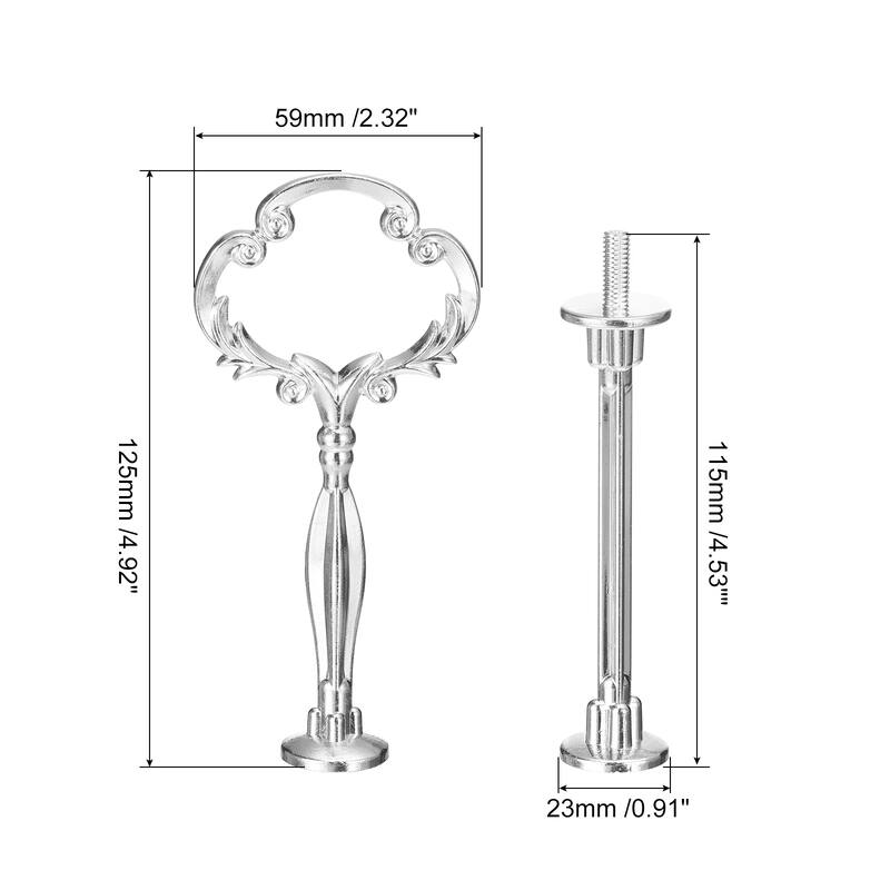 1 Set Cake Tray Stand Handle Cupcake Dessert Plate Hardware Fitting Holder Rod Stand Handle Thicken, 3-Tiers - Silver