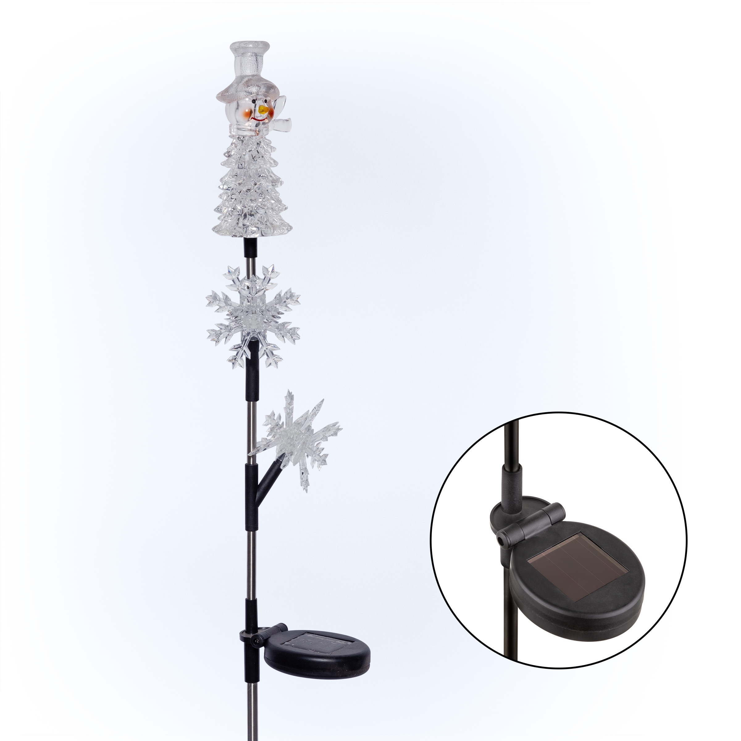 Alpine Corporation 33 H Outdoor Solar Snowman and Snowflakes Garden Stake with LED Lights White On Sale Bed Bath Beyond 29140838