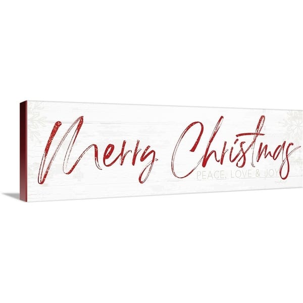 slide 2 of 12, "Merry Christmas" Red and White Christmas Holiday Canvas Wall Art 36" x 12"