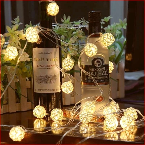Globe Rattan Ball String Lights 13.8feet - Medium