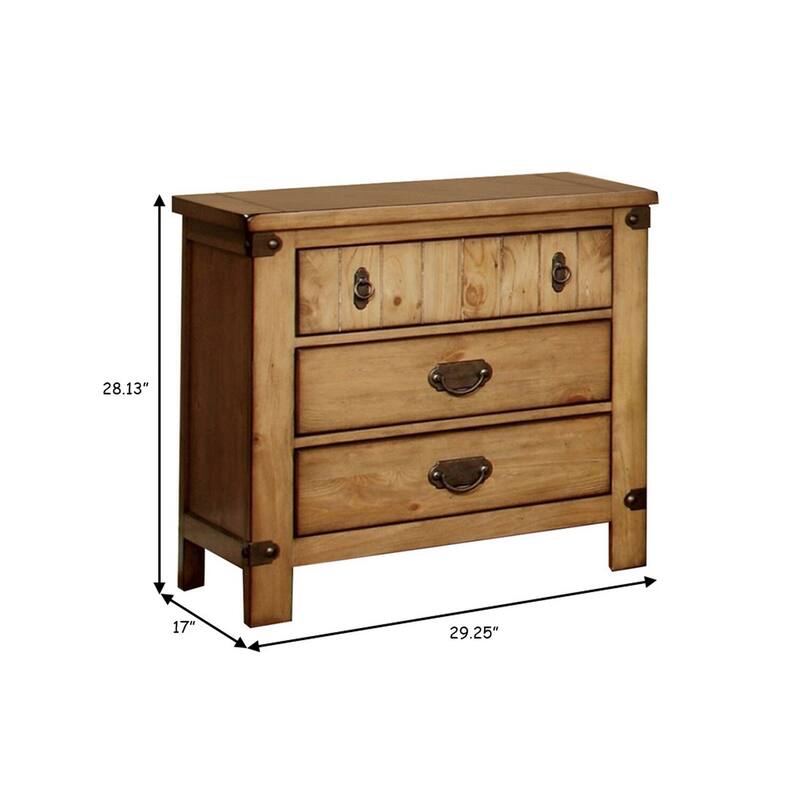 Brown 3 Drawer 29.25 in. W Nightstand with Sturdy Hardware and Ample Storage