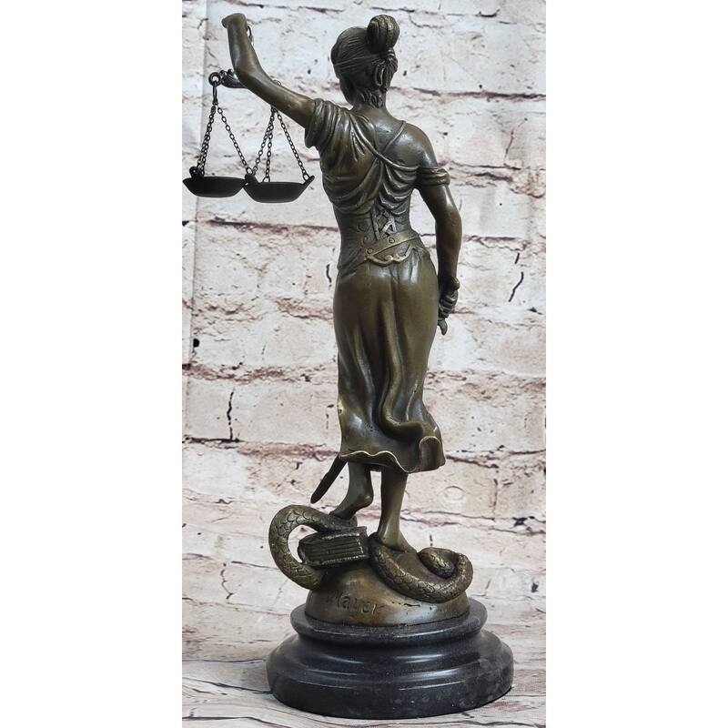 Bronze Blind Lady Of Justice Scales Law Lawyer Attorney Office Statue Sculpture