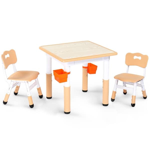 slide 2 of 14, Wood Grain Table Kids Table & Chair Set with Adjustable Height Beige