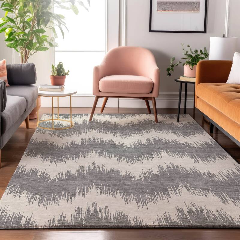 Premium Washable Super Soft Farmhouse Chevron Mayfield Rug - Gray - 10' x 14'