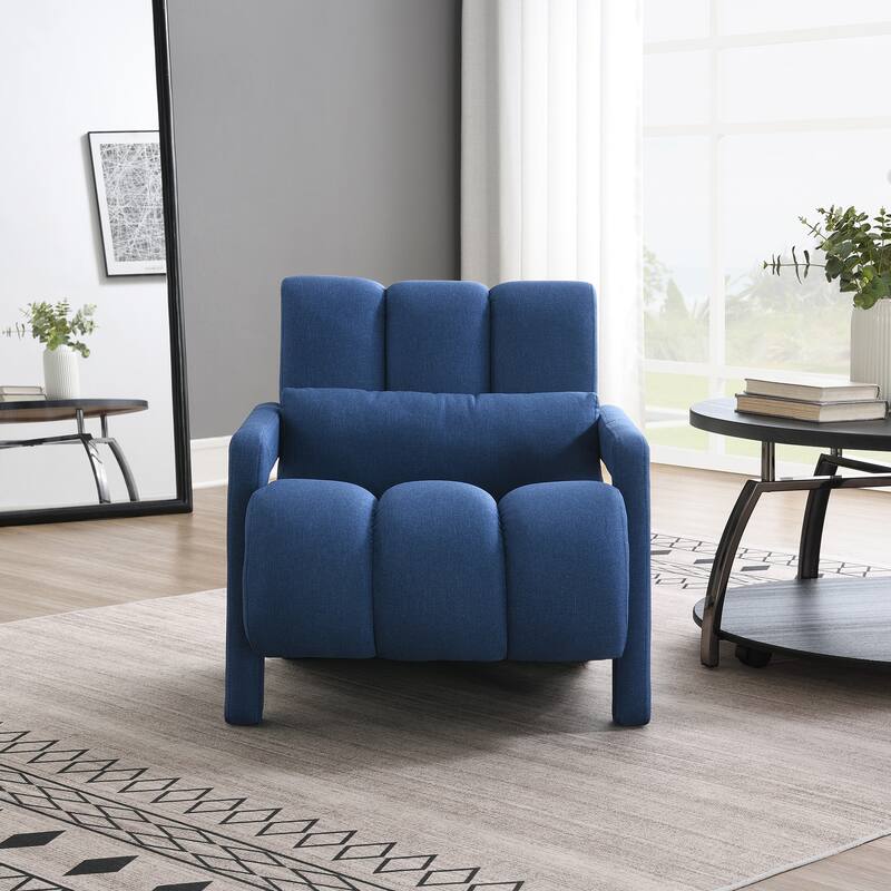 Modern Upholstered accent chair with a pillow - Navy