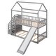 preview thumbnail 4 of 7, Solid Wood Twin Over Twin Bunk Bed with Three Drawers and A Slide, Supported By Wooden Strips