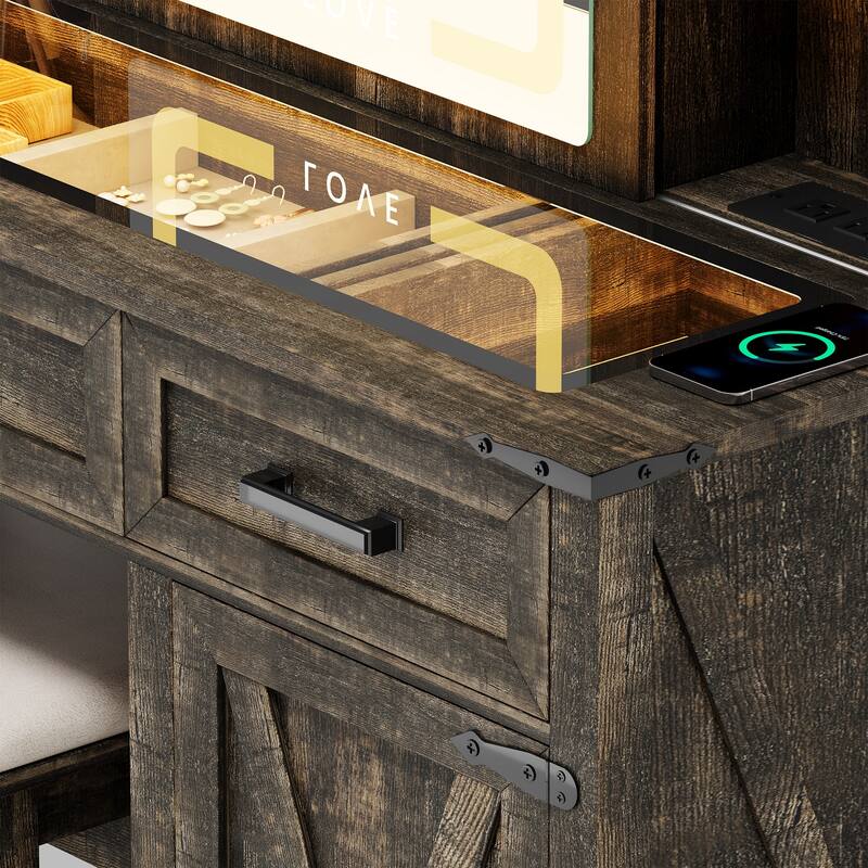 Makeup Vanity With Led Light and Outlets