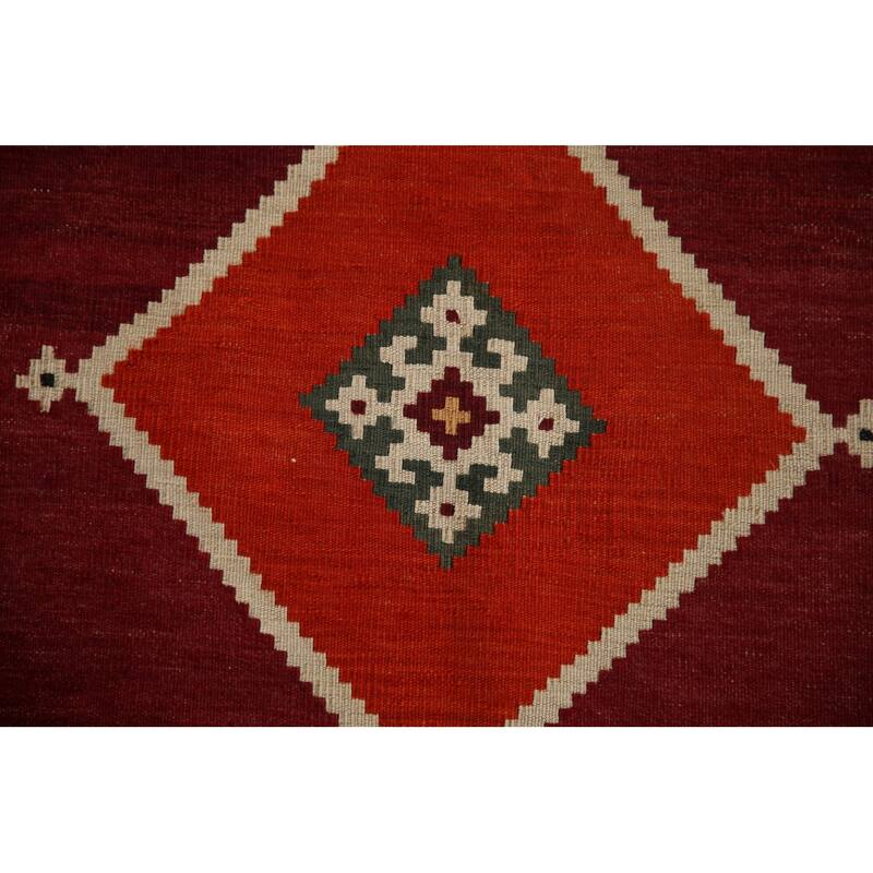 Kilim Qashqai Persian Vintage Area Rug Flatweave Wool Carpet - 4'6"x 7'10"