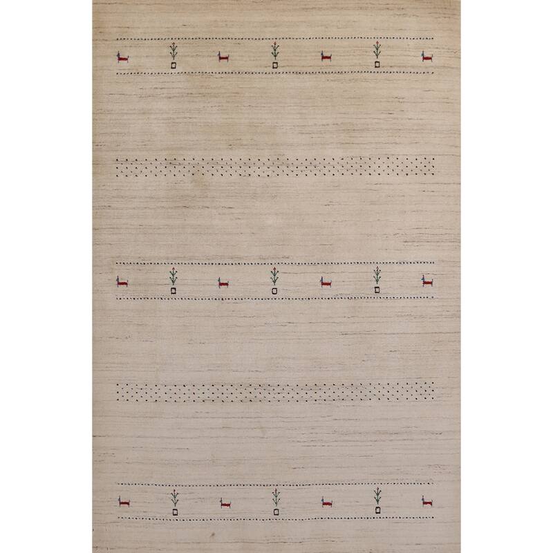 Gabbeh Indian Area Rug Handmade Contemporary Wool Carpet - 5'6" x 7'10"
