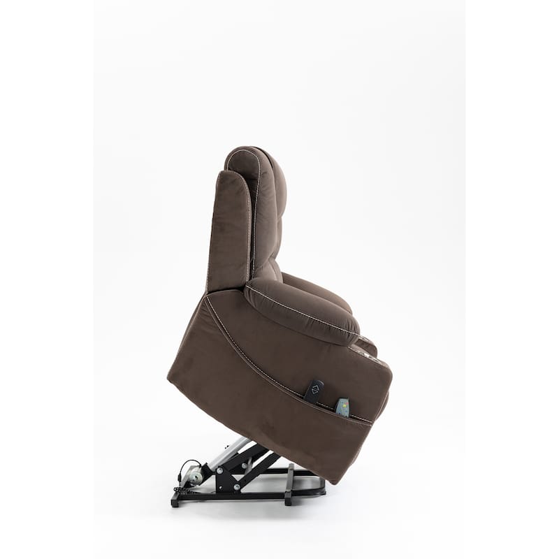 Velvet Dual‑Motor Power Recliner Chair with Heat, Massage & Cup Holders