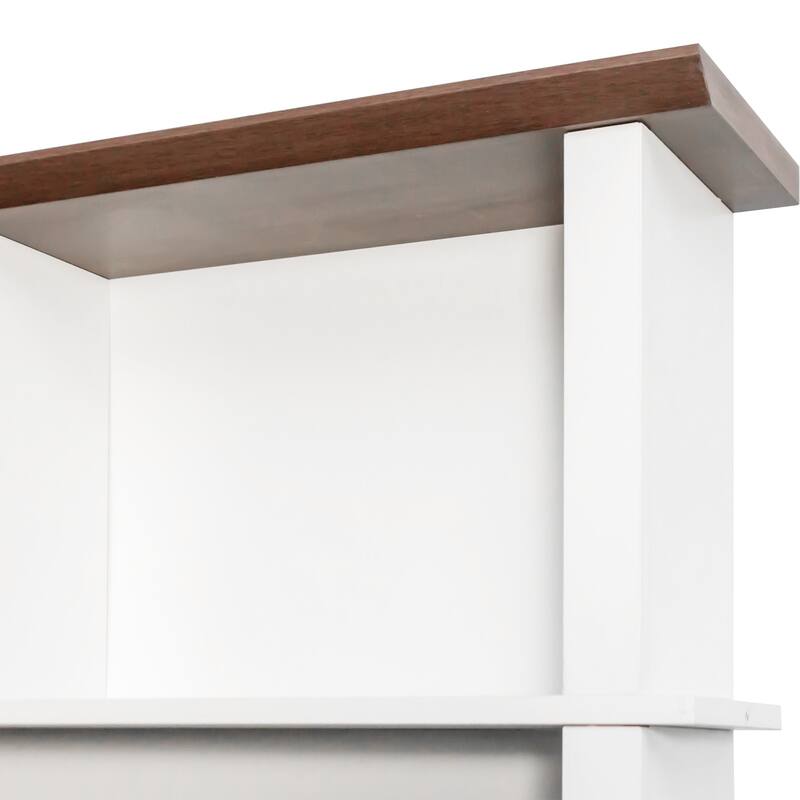 Hall Tree Entryway Bench with 6 Hooks, Rustic White Shoe Organizer with 16 Open Compartments for Mudroom