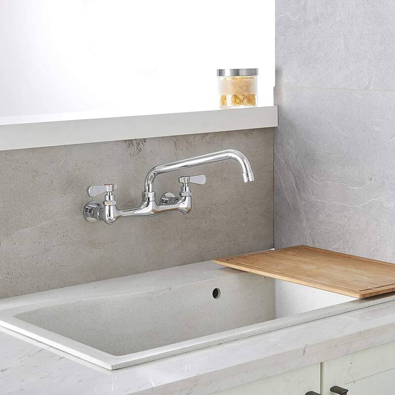 Double-Handle Wall Mounted Sink Faucet for Kitchen
