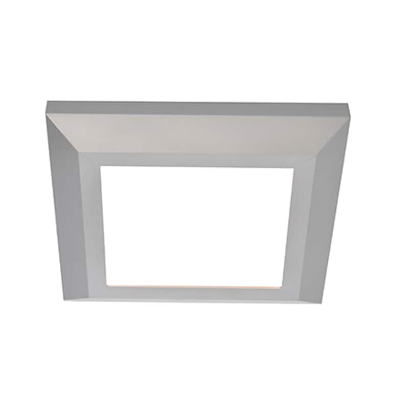 Atlas 18-inch Satin Nickel LED Square Flush Mount, White Acrylic Shade - N/A