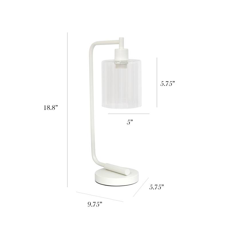 18.8 in. White Finish Table Lamp with White Shade, Desk Lamp for Writing and Computer Desks