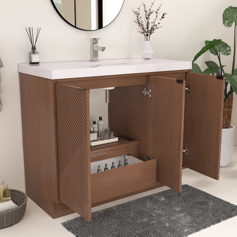 Milano 42" Freestanding (Left Doors) Bathroom Vanity with Reinforced Acrylic Sink
