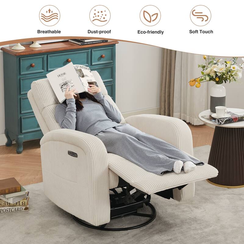 Aemeios Swivel Power Recliner Rocker with USB and Type C Port Set of 2