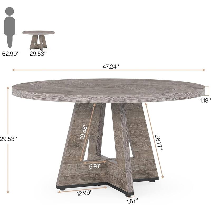 47-Inch Round Conference Table for 4-6 People Wooden Meeting Room Table