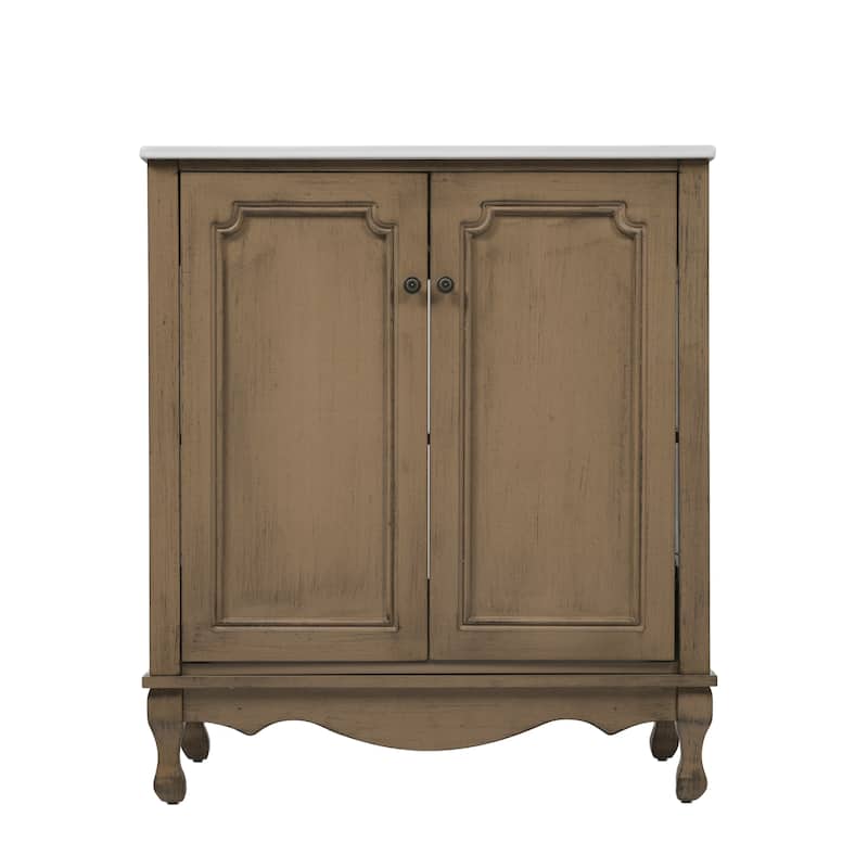 Christopher Knight Home - 30" Vintage Bathroom Vanity with Ceramic Sink & Adjustable Storage Shelves