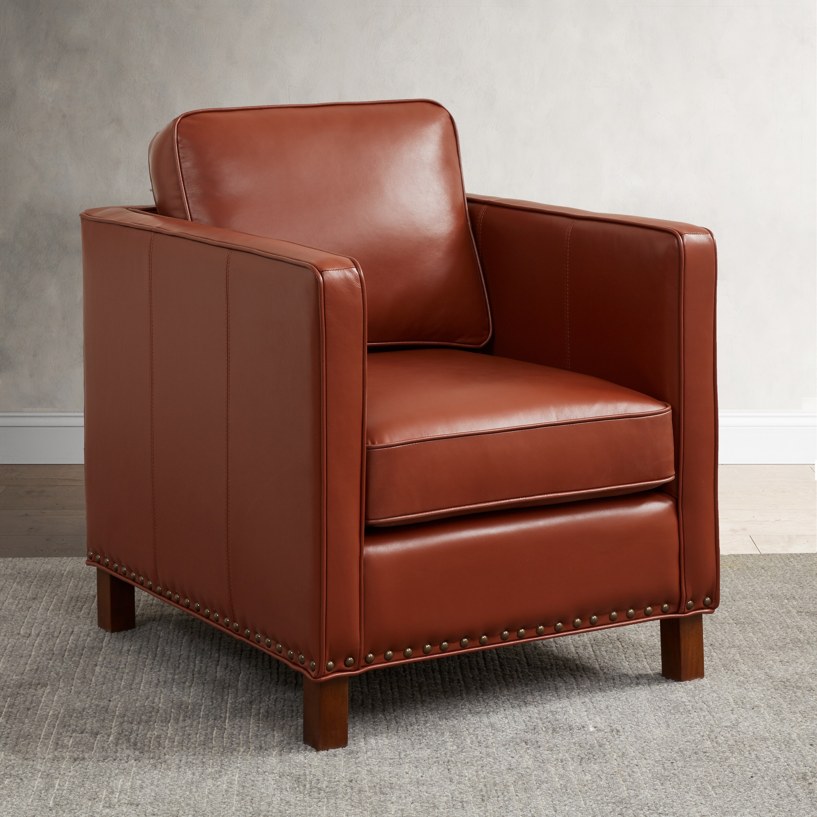 Caramel leather club best sale chair