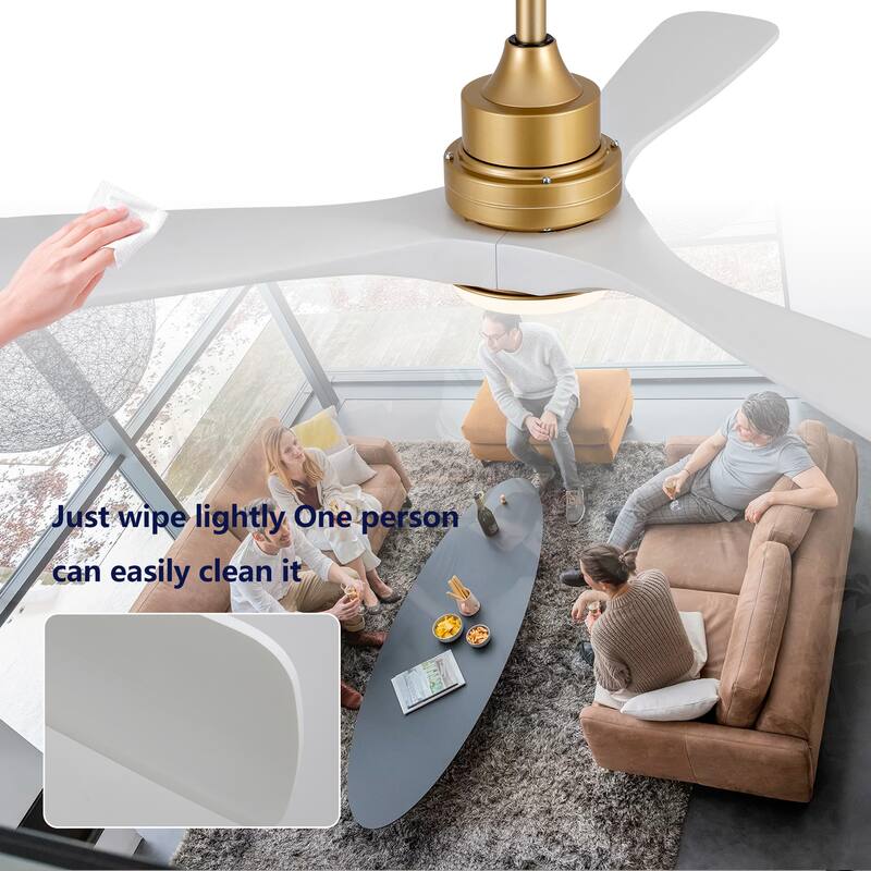 52" Ceiling Fan w/ Dimmable LED Light Remote Control Reversible DC Motor
