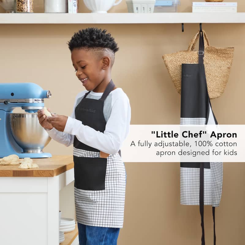 KITCHENAID Gourmet Series Gridlines Little Chef Apron, Water & Stain Resistant