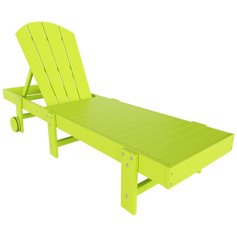 Laguna Hdpe All Weather Outdoor Patio Pool Reclining Armless Chaise Lounge With Wheels - Lime